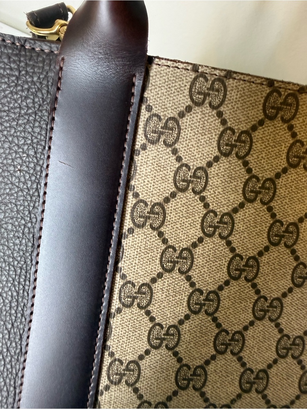 Vintage Boho Bag Gucci Brown Leather Tote - Picture 7 of 9
